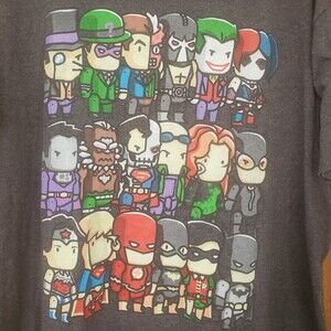 DC Comics Justice T Shirt Scribblenauts League Super Heroes Villains Mens Sz XL